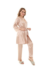 Satin Solid 3 Pcs Nightdress 6102