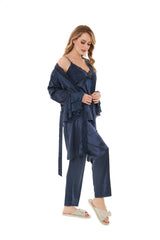 Satin Solid 3 Pcs Nightdress 6104