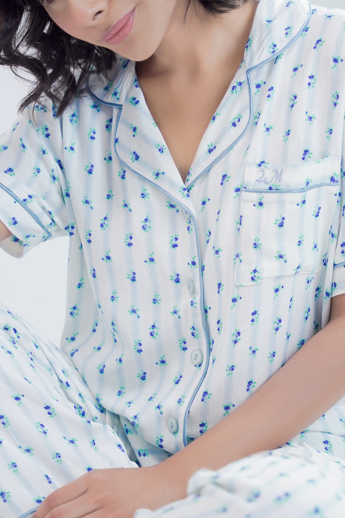 Cotton 2 Pcs PJ Set - Blue