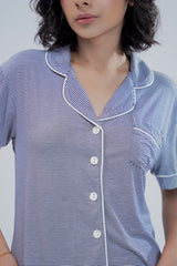 Cotton 2 Pcs PJ Set - Blue