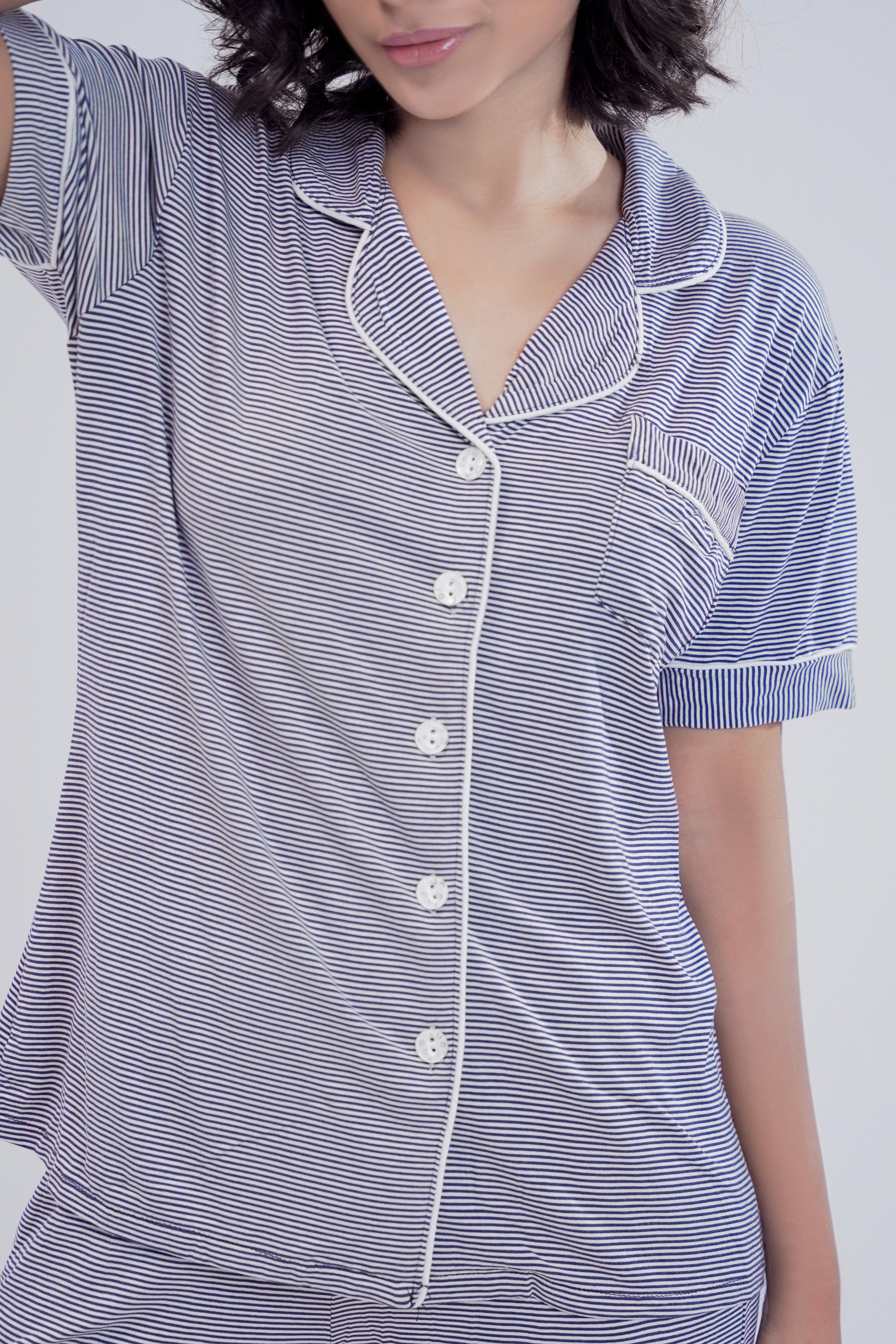 Cotton 2 Pcs PJ Set - Blue