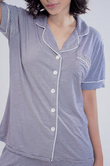 Cotton 2 Pcs PJ Set - Blue