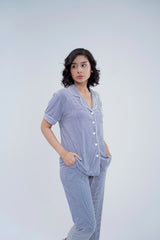 Cotton 2 Pcs PJ Set - Blue