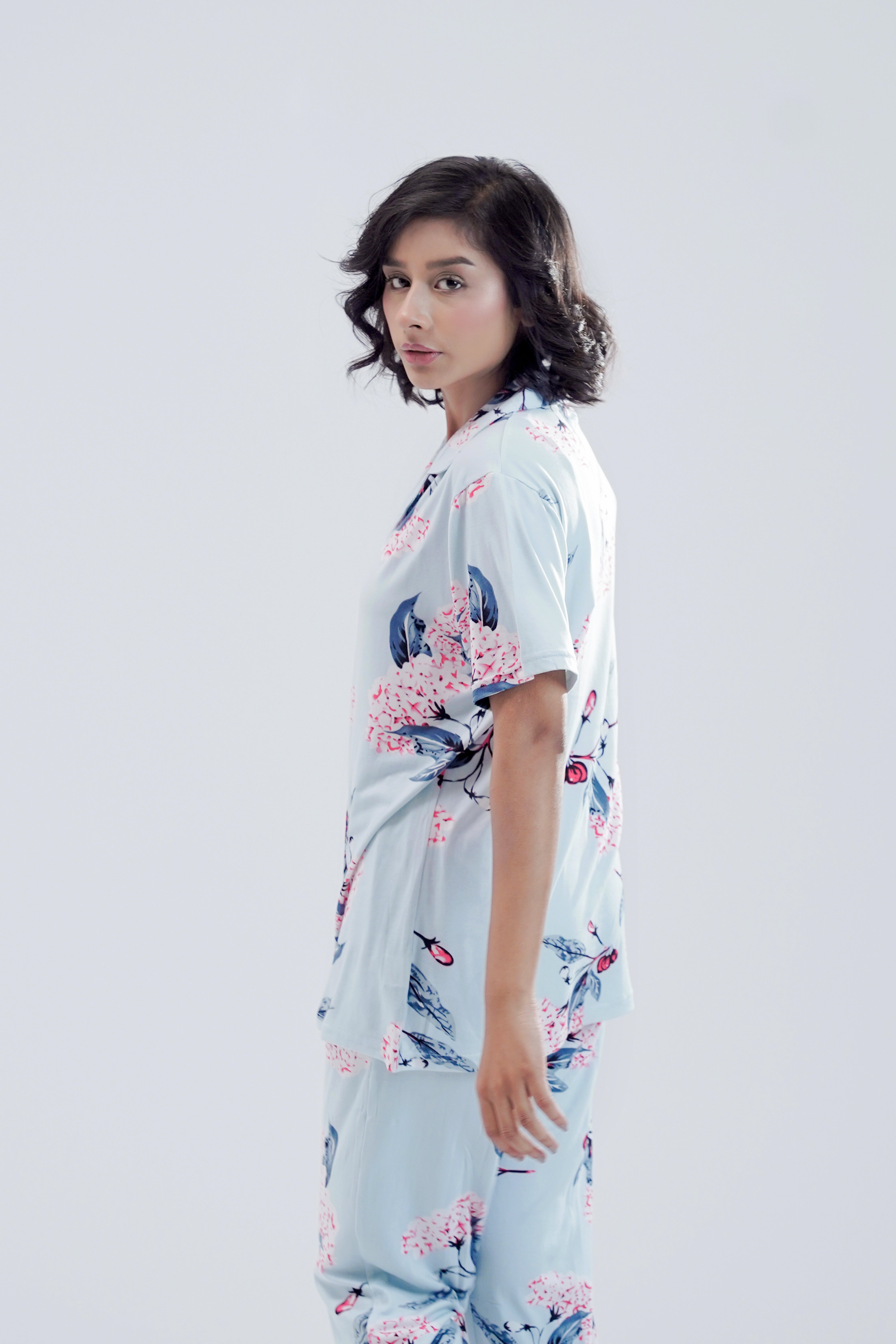 Cotton 2 Pcs PJ Set - Light Blue