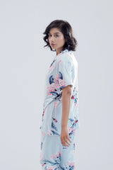 Cotton 2 Pcs PJ Set - Light Blue