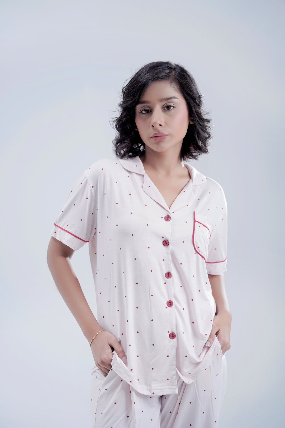 Cotton 2 Pcs PJ Set - Light Pink
