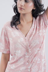Cotton 2 Pcs PJ Set - Peach