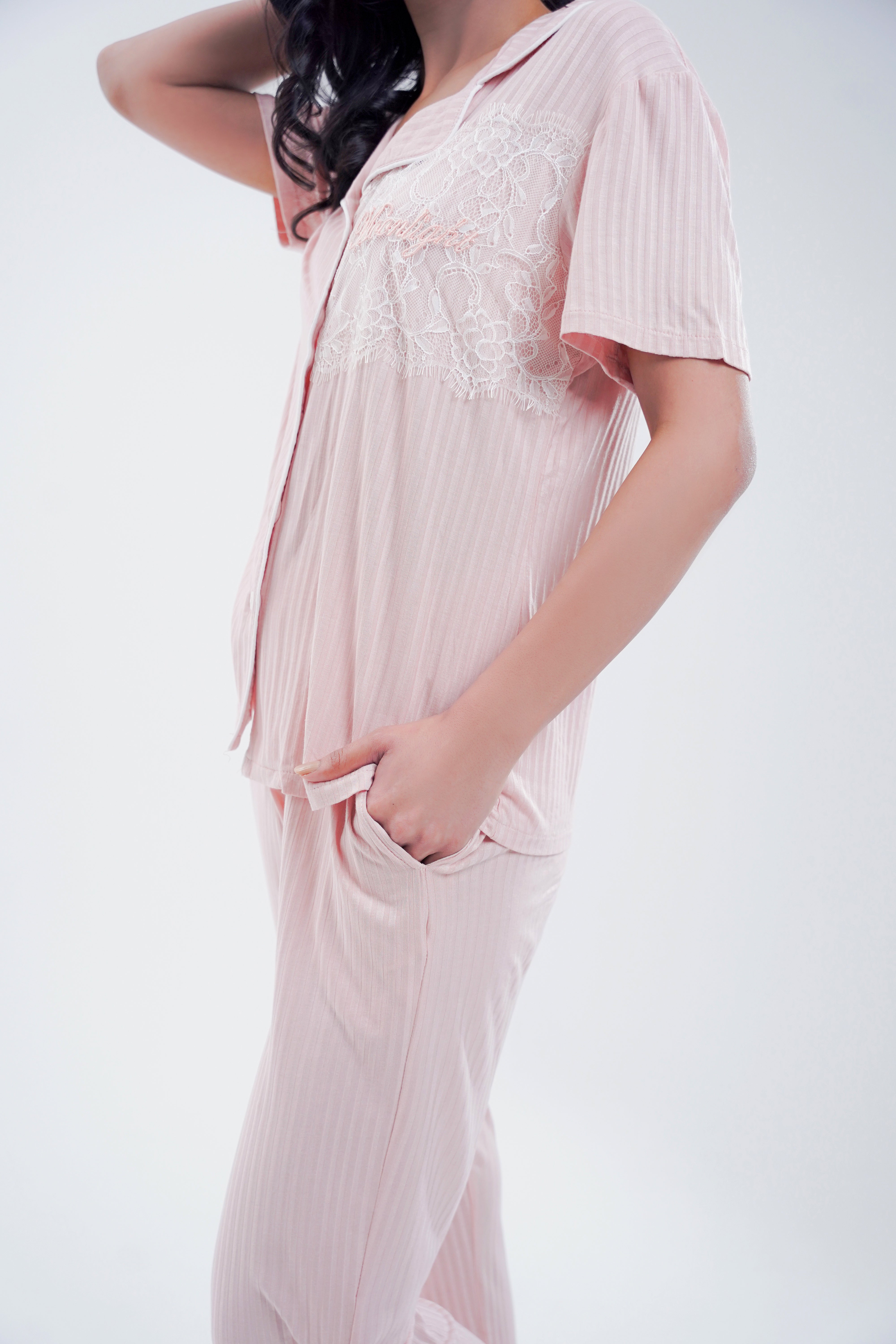 Cotton 2 Pcs PJ Set - Peach
