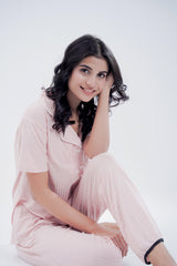 Cotton 2 Pcs PJ Set - Peach