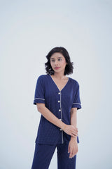 Cotton 2 Pcs PJ Set - Blue