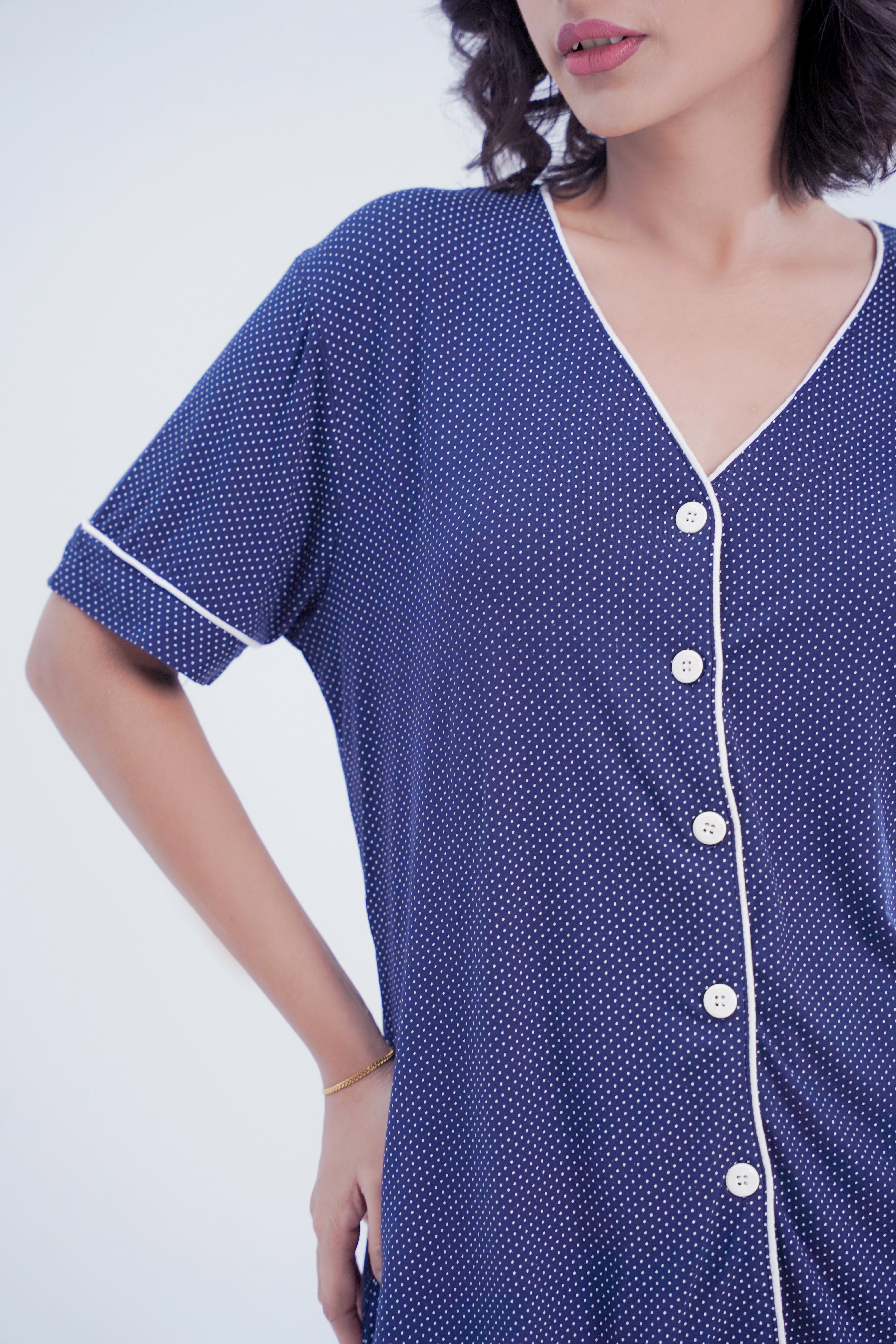 Cotton 2 Pcs PJ Set - Blue