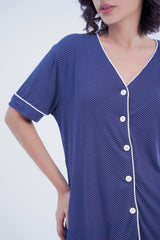 Cotton 2 Pcs PJ Set - Blue