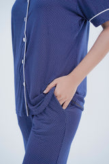 Cotton 2 Pcs PJ Set - Blue