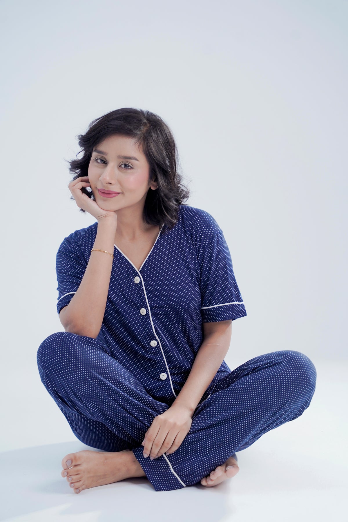 Cotton 2 Pcs PJ Set - Blue